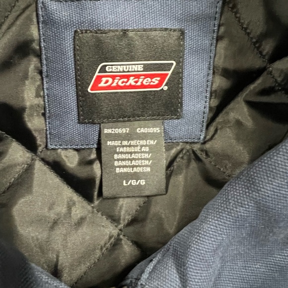 Dickies Mens Navy Blue Quilted Lined Zip Up Pocketed Canvas Work Jacket Size L - Picture 6 of 9